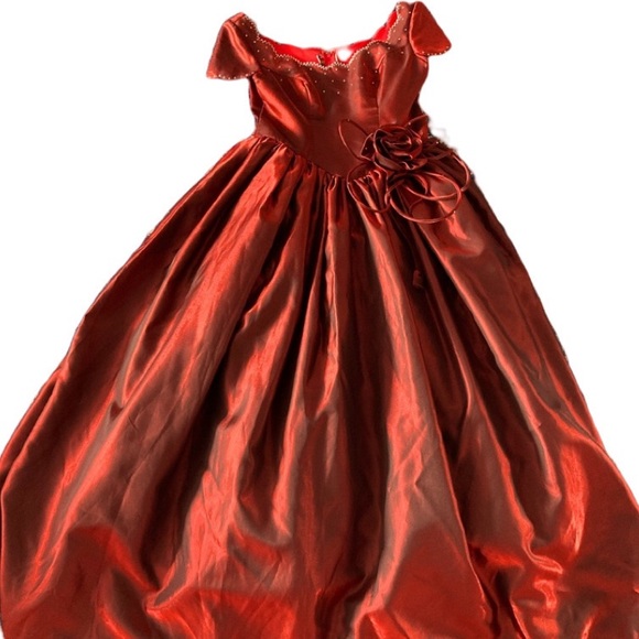 Elegant Cognac (dark orange) vintage look dress - Picture 5 of 16